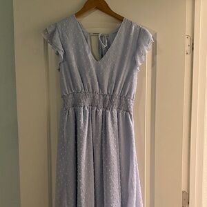 Light Blue Ruffle Sleeve Dress